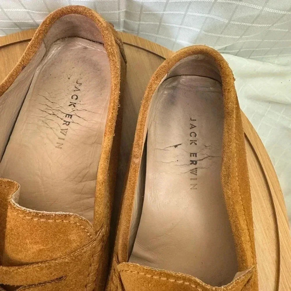 Men’s Jack Erwin size 10 tan suede Leather moccasin Slipper driving Shoes